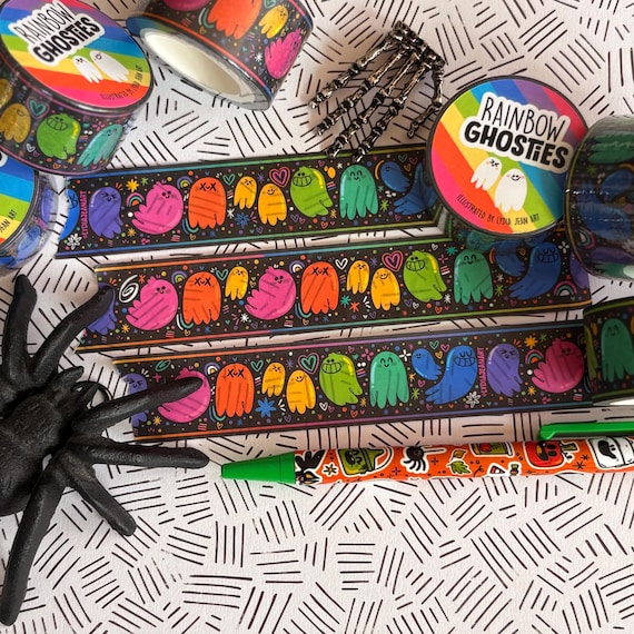 Rainbow Ghost Washi Tape: Halloween Washi Tape - Original Art By Lydia Jean Art