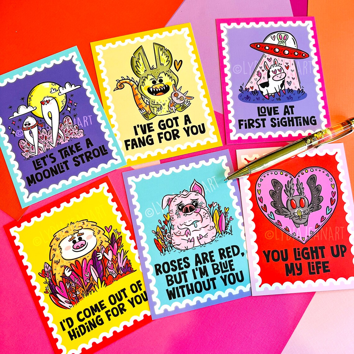 Cryptid Valentine Postcards - Cryptid Lover - Etsy