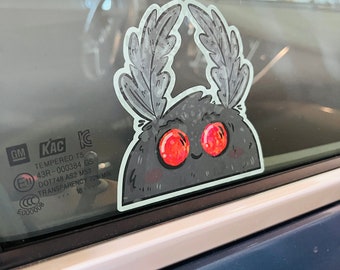 Creepy Cute Mothman Cryptid Window / Mirror Cling