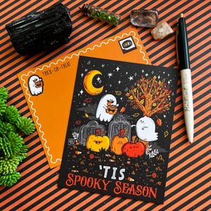 Tis Spooky Season Postcards (4 pz.) / Pacchetto di cartoline di Halloween / Set di cartoline Pen Pal per la stagione spettrale