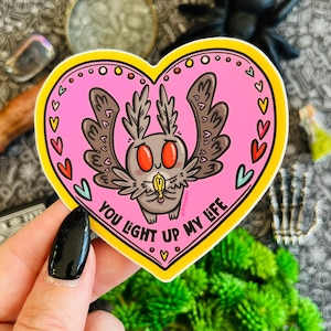 Lightbulb Mothman Sticker, Mothman Gift, cryptid, cryptid sticker, cute mothman, paranormal sticker, water bottle sticker, laptop sticker