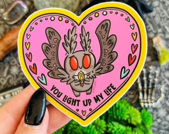 Lightbulb Mothman Sticker, Mothman Gift, cryptid, cryptid sticker, cute mothman, paranormal sticker, water bottle sticker, laptop sticker