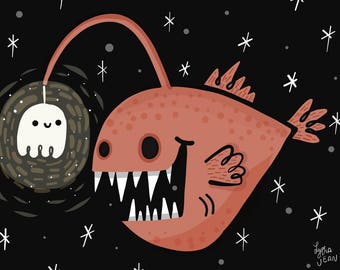 Angler Fish Illustration for Halloween Lovers | Halloween Art | Halloween Illustration