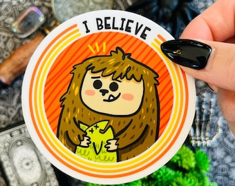 Pegatina "Creo en Pie Grande" / Críptidos / Críptidos lindos / Criptozoología / Pie Grande lindo / Pegatina de Sasquatch / Pegatina de Pie Grande / Pegatina de vinilo