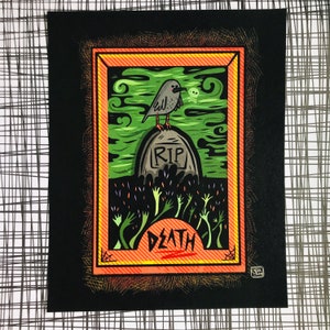 Graveyard Death Tarot Card Art Print for Halloween Lovers | Halloween Art | Halloween Illustration