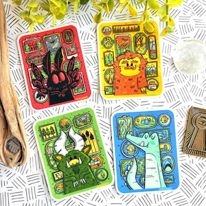 Conjunto de pegatinas de retratos de críptidos / Pegatinas de críptidos / Pegatina de hombre polilla / Pegatina de Pie Grande / Regalo para amantes de lo paranormal / Regalo de criptozoología