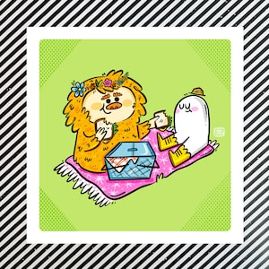 Bigfoot & Fresno Nightcrawler Springtime Cryptids Art Print