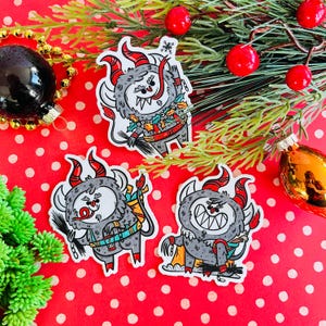 Adesivi in vinile Krampus festivi / Adesivo Krampus / Krampusnacht / Adesivo di Halloween / Regalo per Natale / Hexmas / Adesivo Creepmas