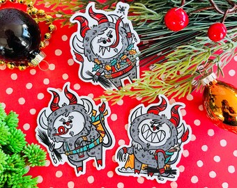 Festive Krampus Vinyl Stickers | Krampus Sticker | Krampusnacht | Halloween Sticker | Gift for Christmas | Hexmas | Creepmas Sticker