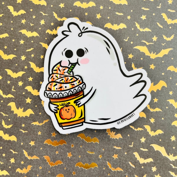 Pumpkin Spice vinyl sticker | Ghost Sticker | Pumpkin Spice Sticker Decal | Ghost Art | Spooky Sticker | Pumpkin Spice
