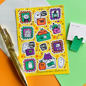 Spooky Stamps Sticker Sheet for Planners or Mailing Letters