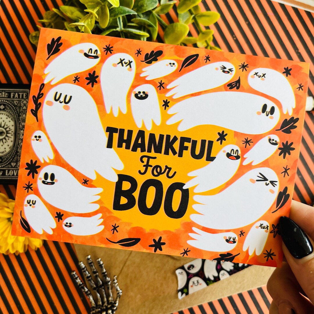 Thankful for Boo Card: Spooky Thanksgiving Greeting Card (5-7 Days ...
