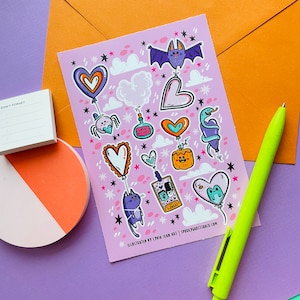 Feuille d'autocollants Spooky Love pour agendas ou lettres postales