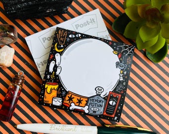 Bloc de notas adhesivas de brujas / Notas adhesivas de Halloween / Papelería de Halloween / Arte de Halloween / Notas adhesivas / Regalo de oficina