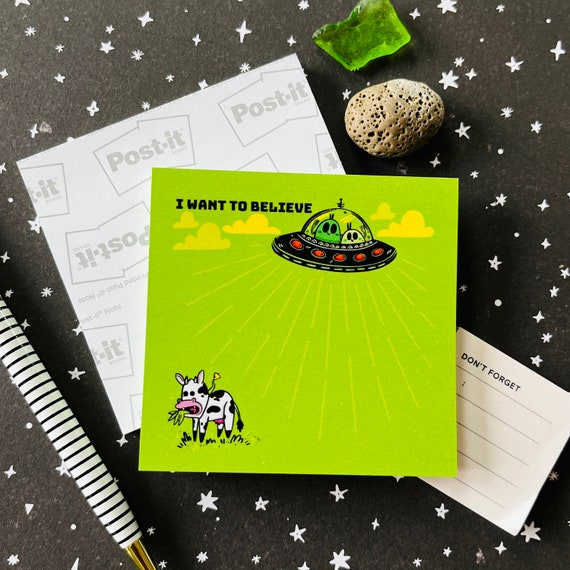 UFO Cow Abduction Post-It Sticky Notepad