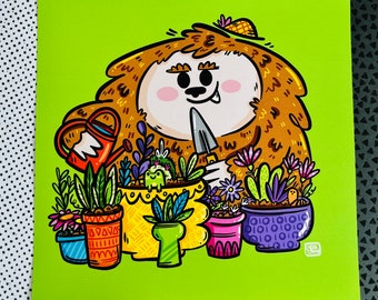 Gardening Bigfoot Art Print