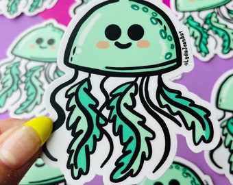 Pegatina de vinilo de medusa / Pegatina de medusa / Calcomanía de medusa / Arte de medusa / Criatura marina / Pegatina de pez