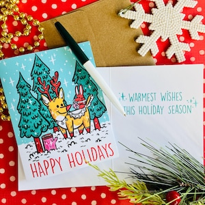 Rentier Weihnachtskarte | Weihnachtskarte | Einzelkarte | Grußkarte | Süße Weihnachtskarte | Weihnachtskarte | Klappkarte | Leere Karte