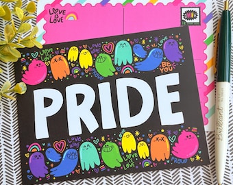 Spooky Pride Postcards (4 pk) | Halloween Postcard Pack | Pen Pal Postcard Set