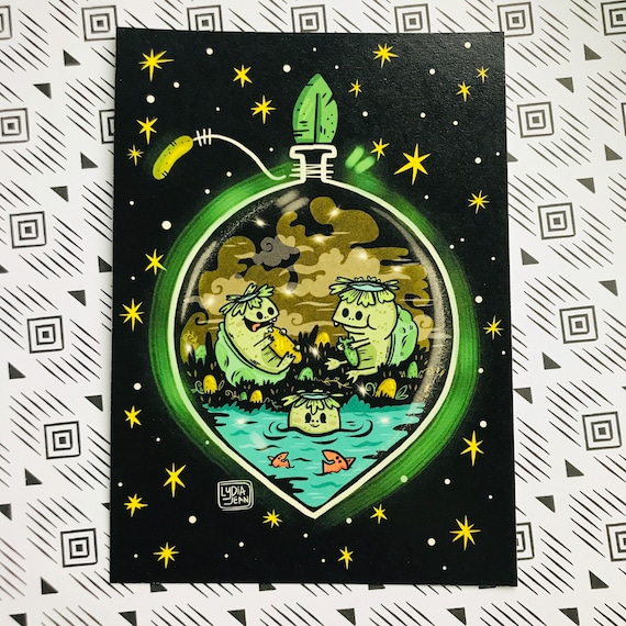 Kappa Yokai Halloween Art Print | Spooky Illustration