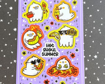 Hoja de pegatinas de fantasmas sexys de verano para chicas góticas de Summerween