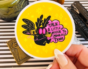 Sprechen Sie schöner mit sich selbst, Mothman Aufkleber, süße Cryptid, Cryptidsticker, Cryptidcore, Phone Case Sticker,  
