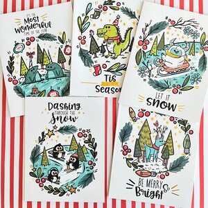 Folierte Festive Pal Weihnachtskarten | Weihnachtskarte Box Set (5 Designs) | Grußkarten für Kinder | Niedliche Karten | Klappkarten
