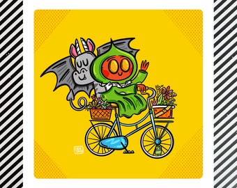 Braxie & Jersey Devil Springtime Cryptids Art Print