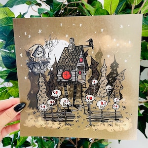 Baba Yaga Witch Art Print | Halloween Spooky Cute Horror Art | Baba Yaga Art | Witch Art