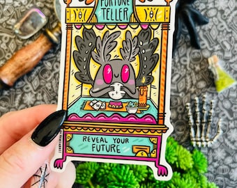 Mothman Sticker | Cute Mothman | Carnival Sticker | Paranormal Sticker | Mothman Fortune Teller | Original Art By - Lydia Jean Art