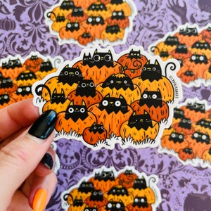 Cat vinyl sticker | Cats in Pumpkins | Cat Lovers Party Favors | Cat Birthday | Cat sticker