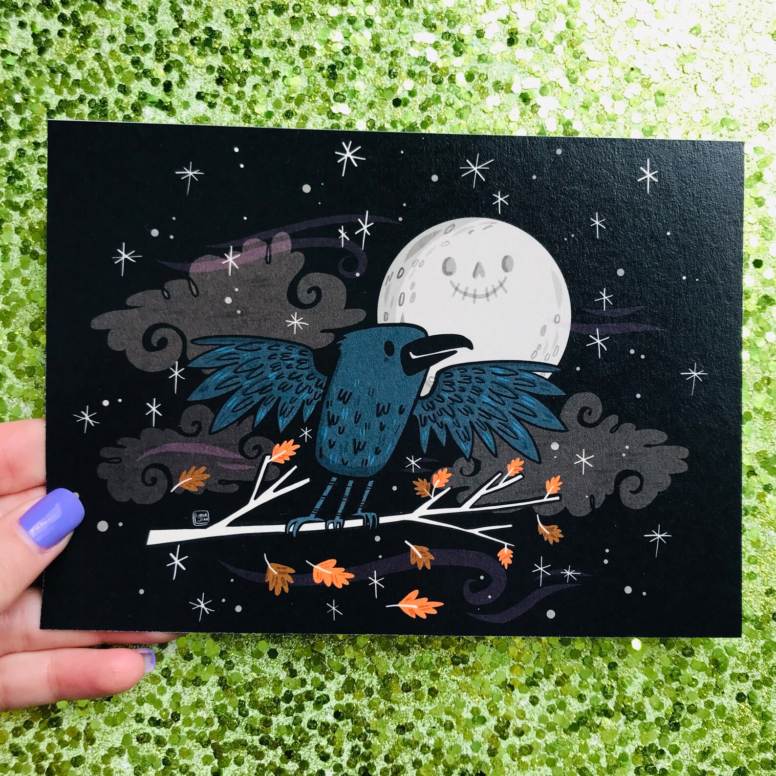 Crow Yokai Art Print for Halloween Lovers Halloween Art | Etsy