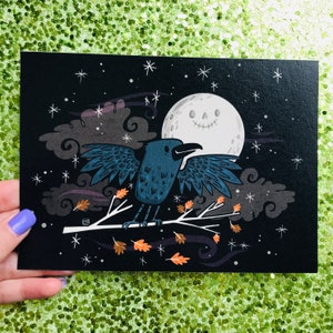 Crow Yokai Art Print for Halloween Lovers | Halloween Art | Halloween Illustration