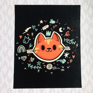 Cat Fancy Cat Art Print | Cat Lovers Art | Halloween Art | Black Cat Art