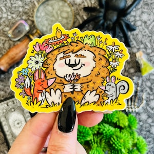 Springtime Bigfoot Sticker| Cryptids | Cute Cryptid  | Cryptozoology | Cute Bigfoot | Sasquatch Sticker | Bigfoot Sticker | Vinyl Sticker