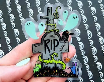 Grave vinyl sticker | Grave Sticker | Grave Decal | Grave Art | Spooky Sticker | Ghost Sticker