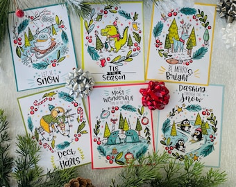 Set di cartoline Winter Friends / Set di cartoline per bambini / Carine cartoline (include 6 design)