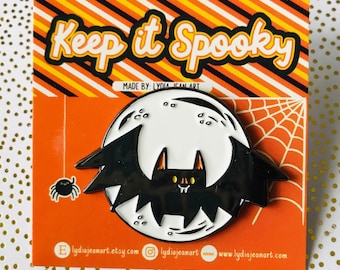 Cute Bat Enamel Pin – Halloween Spooky Pin, 2”
