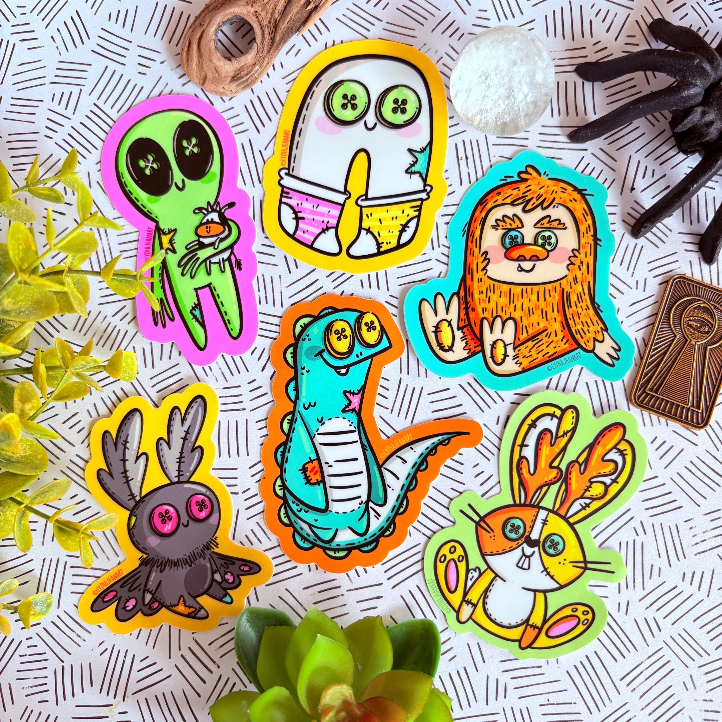 Plush Cryptid Sticker Set | Cryptid Stickers | Mothman Sticker | Cute ...