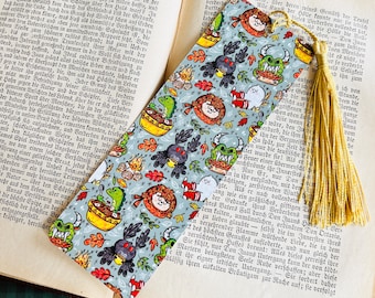 Fall Cryptids Bookmark | Cryptid Art | Halloween Page Marker | Bookmark with Tassel | Mothman Bookmark | Gift for Book Lovers