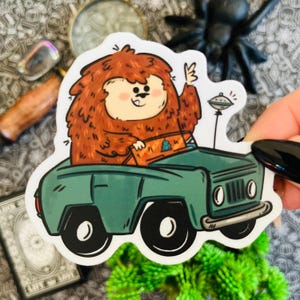 Bigfoot Sighting Vinyl Sticker| Cryptids | Cute Cryptid  | Cryptozoology | Cute Bigfoot | Sasquatch Sticker | Bigfoot Sticker