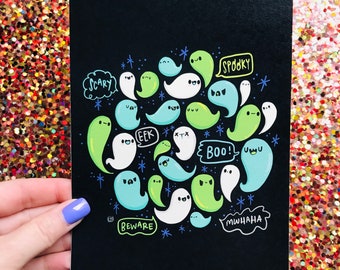 Spooky Ghost Gang Art Print for Halloween Lovers | Halloween Art | Halloween Illustration