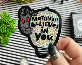Mothman Believes In You vinyl sticker | Mothman Sticker | Cryptid Sticker | Mothman Art | Mothman cryptid | Original Art by Lydia Jean Art