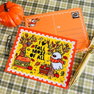 Ich liebe den Herbst (4er Pack) | Halloween Postkarten | Pen Pal Postkarten Set für die gruselige Jahreszeit