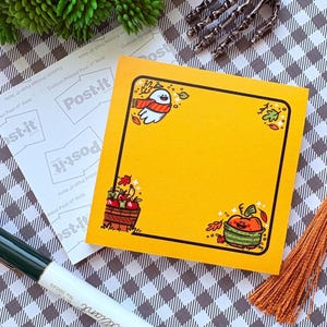 Halloween Sticky Notepad: Ghost and Pumpkin Fall Design