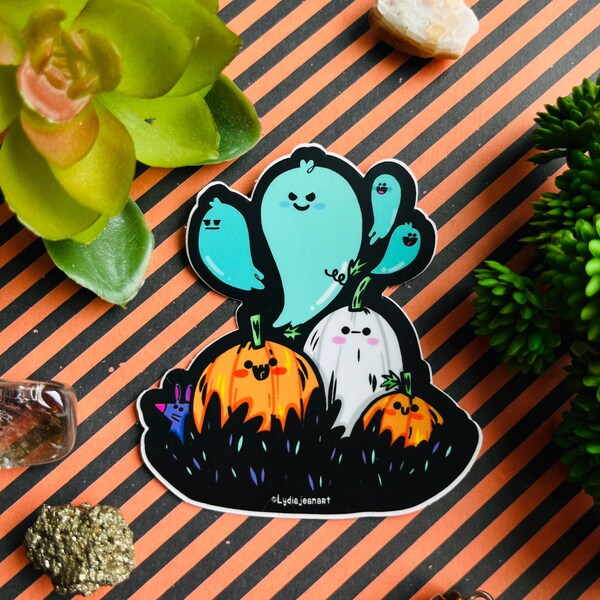 Vinyl Ghostly Pumpkin Patch Sticker- Super Cute Halloween Sticker | Party Favors | Halloween Party | Ghost Sticker | Cute Halloween