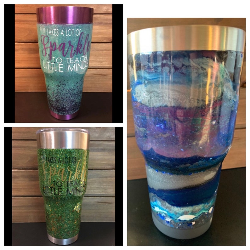 Glitter Tumbler Epoxy Tumbler Stainless Steel Tumbler Etsy