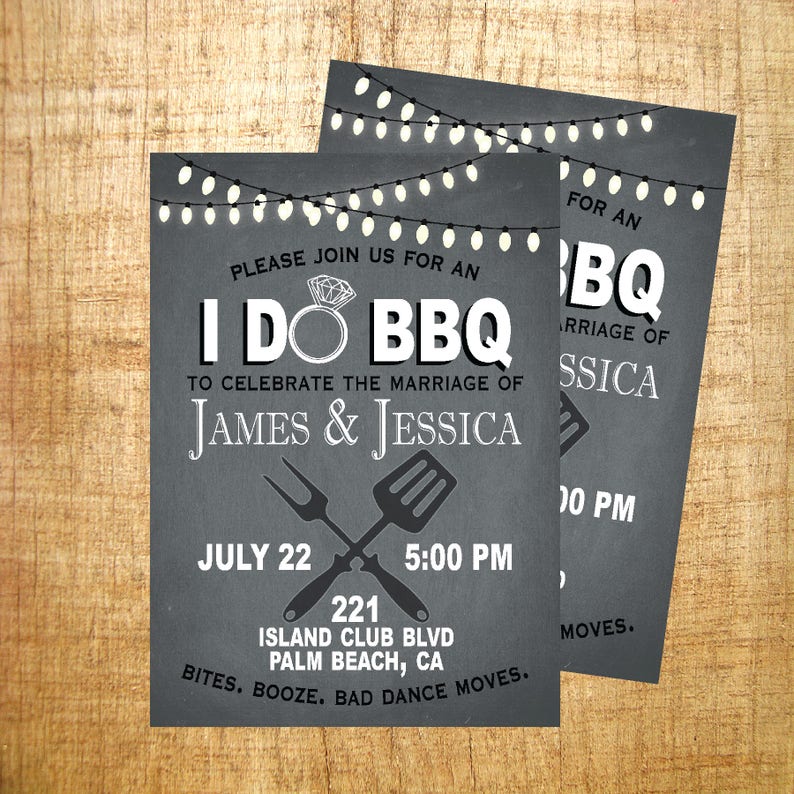 I Do Bbq Invitation Backyard Bbq Wedding Custom Personalized Etsy