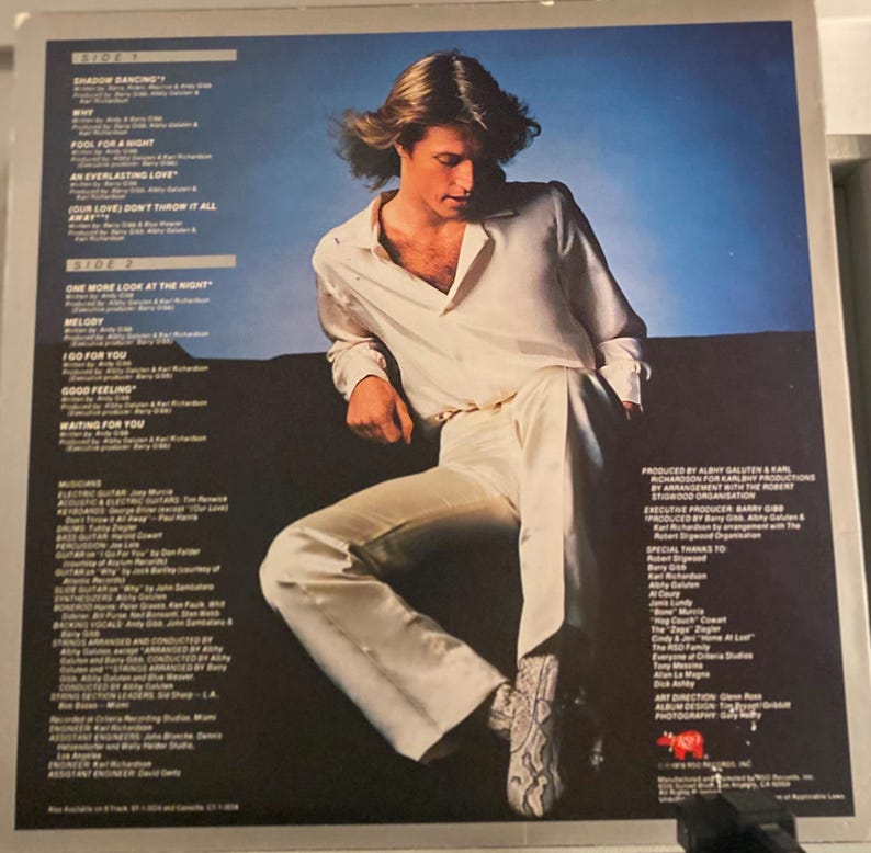 Andy Gibb Shadow Dancing 1978 Rso Records Pre Owned With A Few 