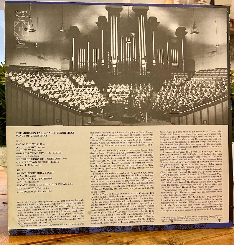 The Mormon Tabernacle Choir Sings Songs of Christmas (1971) Used Vinyl ...